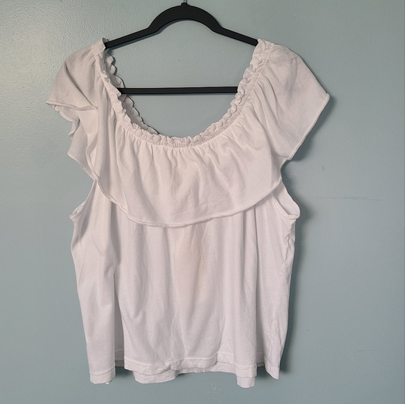 Current/Elliott White The Ruffle Top Off Shoulder Blouse - Picture 3 of 5
